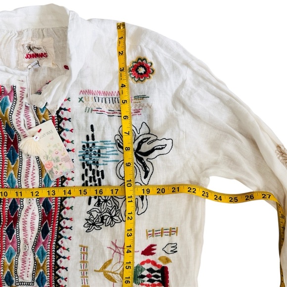 Johnny Was 100% linen embroidered blouse NEW - Picture 14 of 15